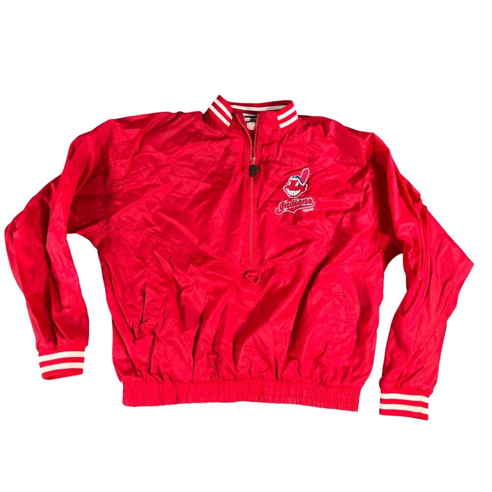 Pro Player Cleveland Indians Windbreaker Mens Red 1998 Vintage Chief Wahoo Logo